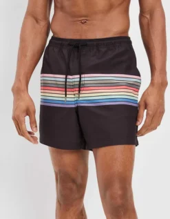 AE Pride 5.5" Rainbow Stripe Swim Trunk