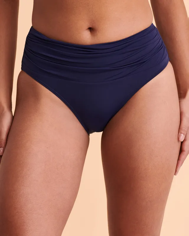 NAUTICAL Shirred High Waist Bikini Bottom 1 NAUTICAL Shirred High Waist Bikini Bottom