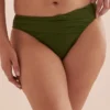 Solid V-Cut Pleated Bikini Bottom