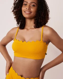 TEXTURED POPCORN Bandeau Bikini Top