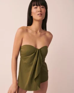 WINTER MOSS Recycled Fibers Bandeau Tankini Top