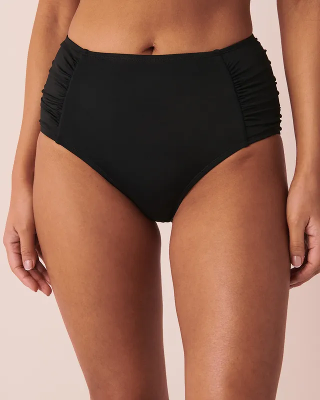 SOLID Shirred Sides High Waist Bikini Bottom 1 SOLID Shirred Sides High Waist Bikini Bottom